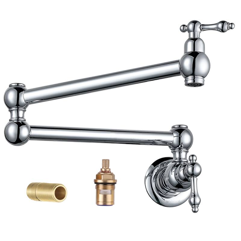 WOWOW Wall Mounted Pot Filler Faucet with Double Joints - Brushed Nickel