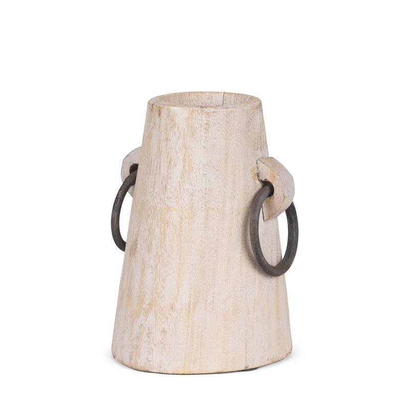 Monique Small Light Brown w/ Handles Wood Pot - 5.0L x 5.0W x 7.0H