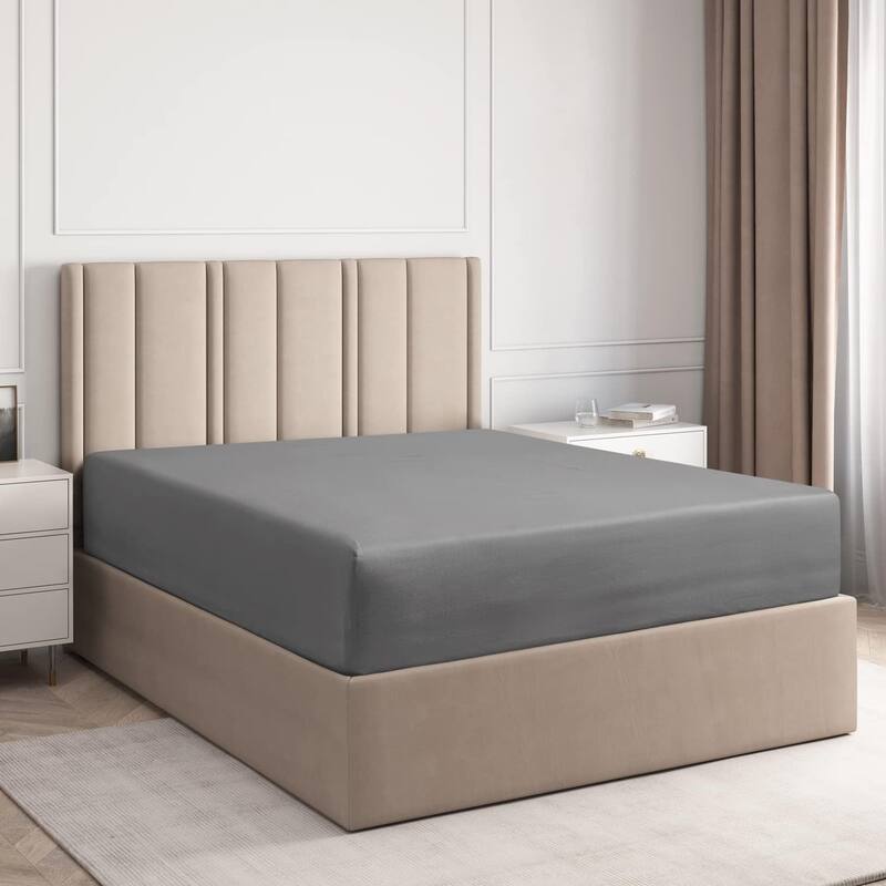 CGK Linens Microfiber 8" - 16" Deep Pocket Soft Fitted Sheet - Twin - Dark Grey