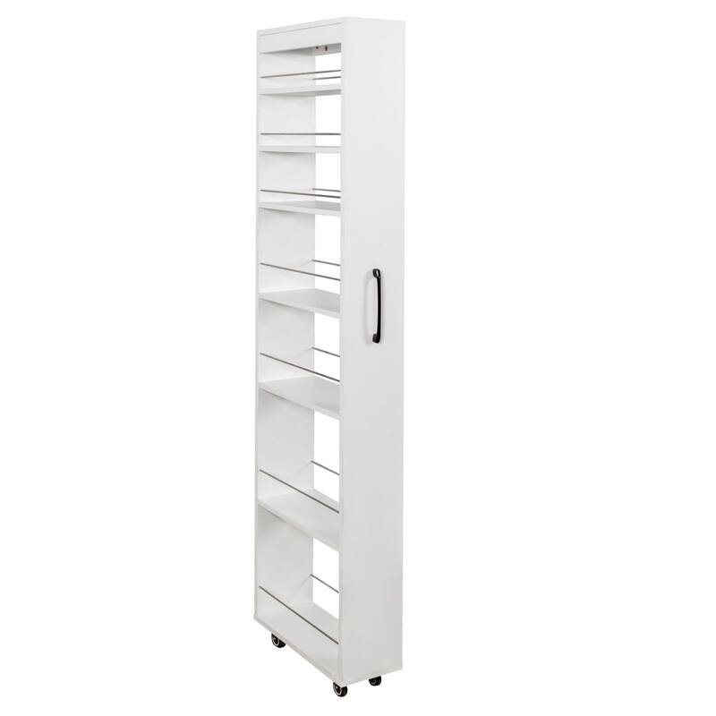 7 Tier Multi-functional Pull-out Storage Single-sided Open Shelf with Casters