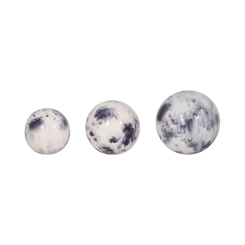 Sagebrook Home Set Of 3 4/5/6" Metal Abstract Round Galaxy Orbs
