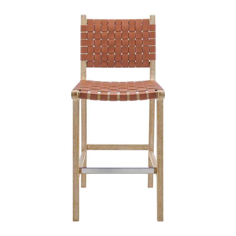 NPD Furniture Marco Faux Leather Counter Stool Drift Wood Frame