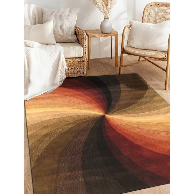 Home Decor EORC Hand-Tufted Wool Swirl Rug, Multicolored Vibrant & Stylish Area Rug for Adding Playful Elegance to Your Living