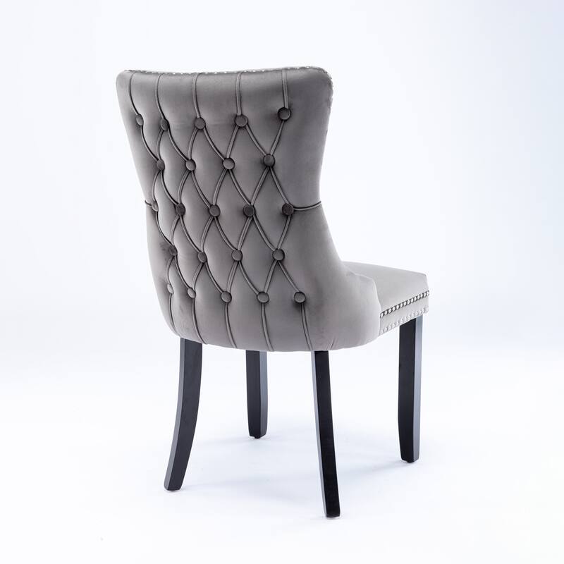 Dining Chairs, Dining Room Chair Set of 2, Upholstered Wing-Back Dining Chair with Backstitching Nailhead Trim & Solid Wood Legs
