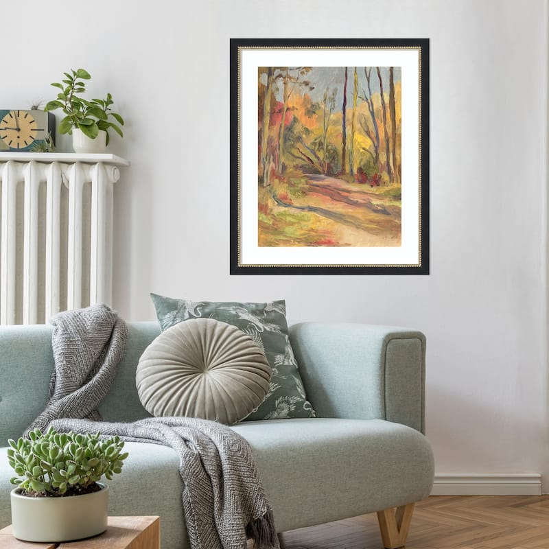 Autumn Walk Oilpainting by Catalina Somolinos Wood Framed Wall Art Print