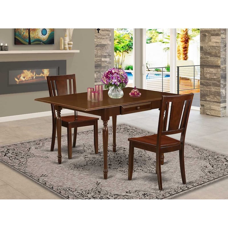 Art Deco Dining Set - 3 Piece Table & Chair Set - Mahogany Finish - Small Kitchen Table