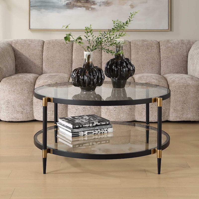 Uttermost Chadid Round Glass Coffee Table - 39.00" W x 18.25" H x 39.00" D