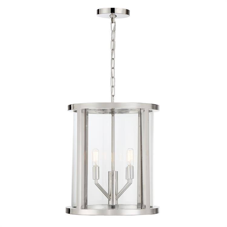Libby Langdon for Crystorama Devon 4 Light Polished Nickel Lantern - 14'' W x 16.75'' H