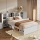 preview thumbnail 14 of 22, Twin Size Platform Bed with Storage Headboard, 3-Shelves, 2-Side Lockers, Solid Pine Wood Frame for Bedroom, Grey