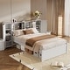 preview thumbnail 11 of 16, Twin Size Platform Bed with Storage Headboard, Kids Bed Frame with 3-built-in shelves & 2-side lockers for Bedroom, Grey