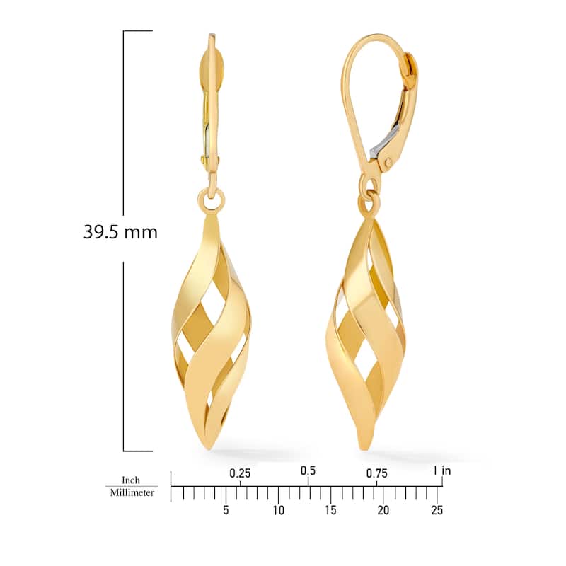 Clover 14K Yellow Gold High-Polish Twisted Drop Earrings