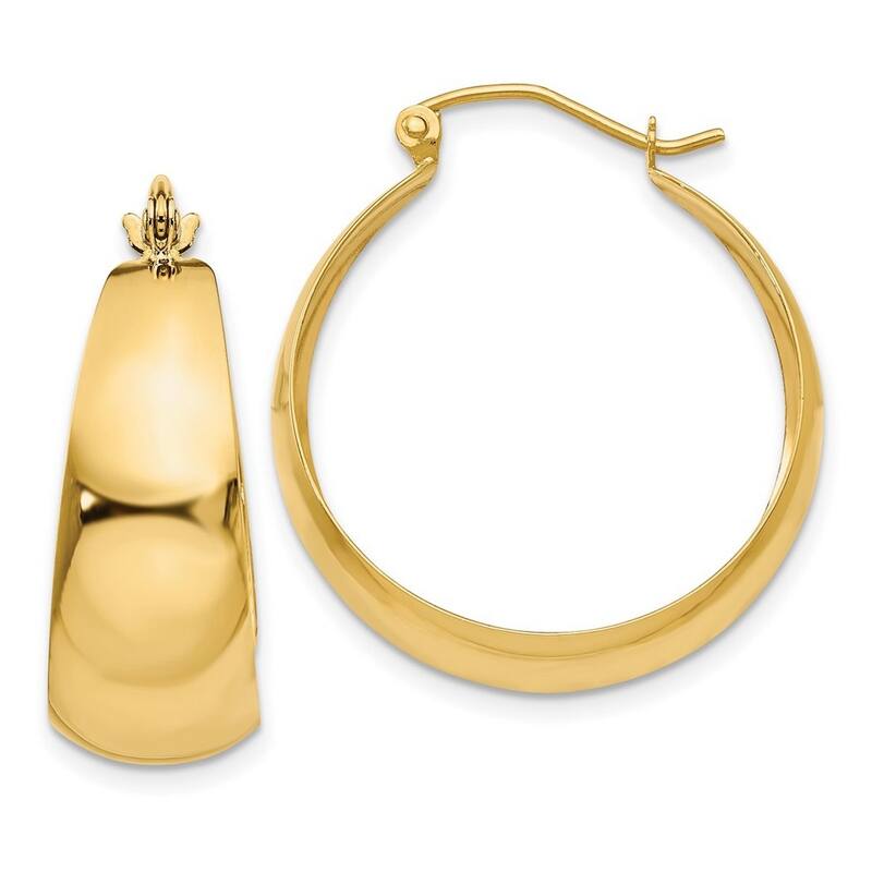 Curata 14k Yellow Gold Hinged Post Polished Tapered Hoop Earrings - 24x24mm