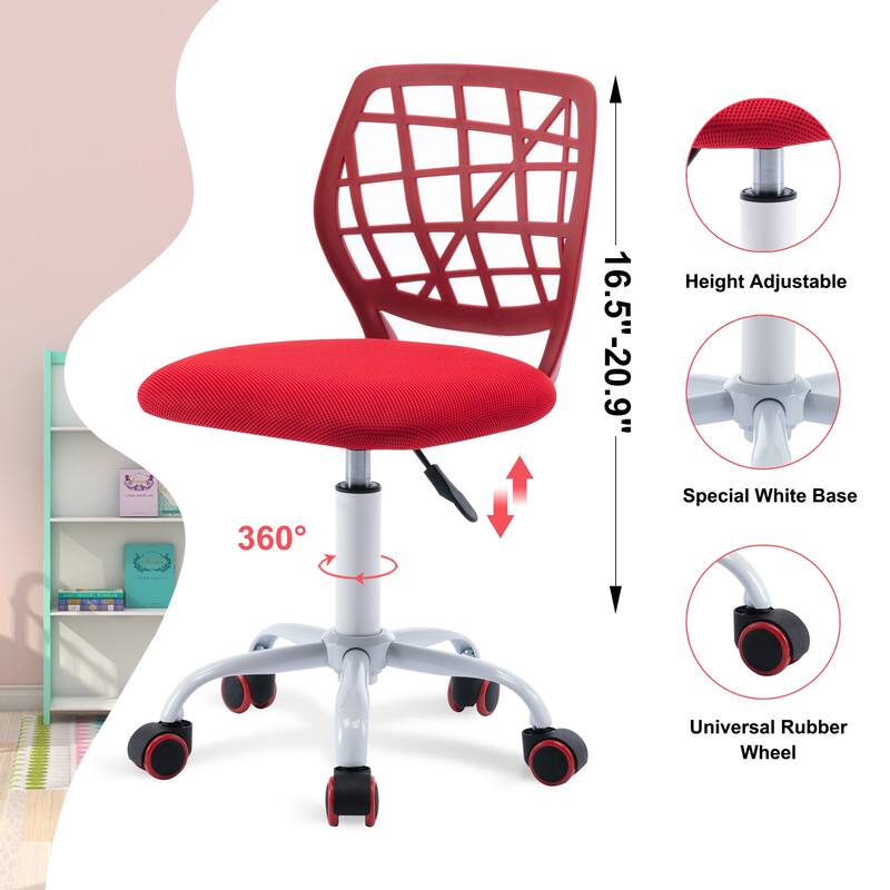 Mesh Ergonomic Swivel Armless Kids Study Chair with Adjustable Height
