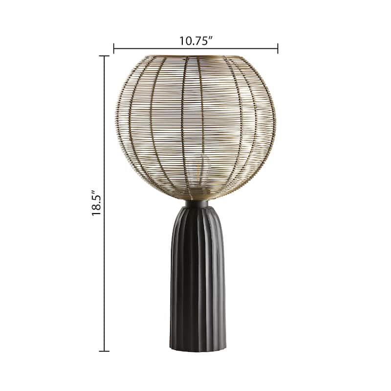 Sophia River of Goods Black Metal Base and Globe Shade 18.5-Inch Table Lamp - 10.75" x 10.75" x 18.5"