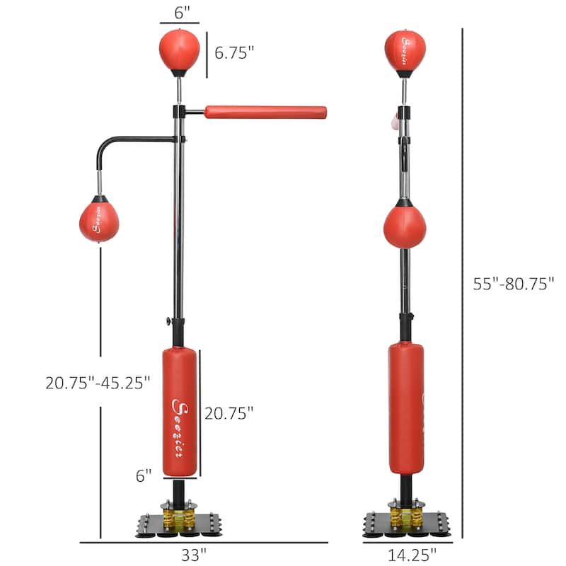 Soozier Boxing Bag Freestanding Punching Bag, Height Adjustable with Reflex Bar, Speed Balls and Suction Cup Base
