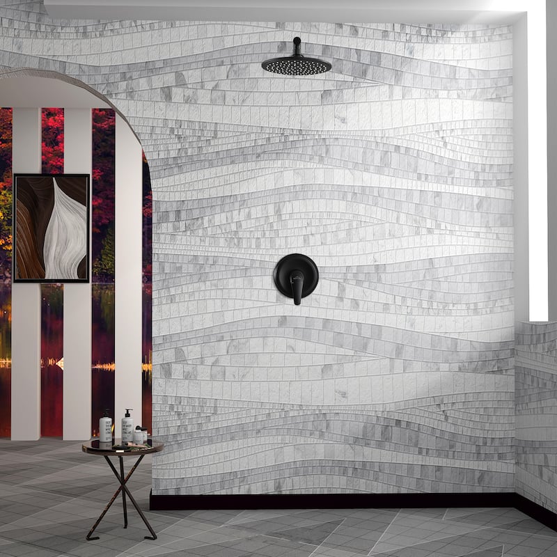 1-Spray Patterns with 9 in. Wall Mount Rain Fixed Shower Head with Valve