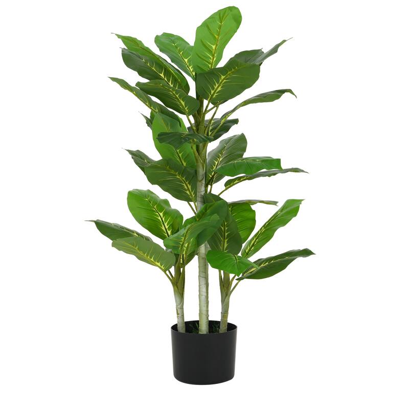 Roomfitters 42" Artificial Dieffenbachia Plant with Black Plastic Pot, Indoor Decorative Faux Tree