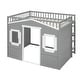 preview thumbnail 8 of 12, Gray+White Full Size Solid Wood House Loft Bed With Ladder for Kids, Boys and Girls, Bedroom