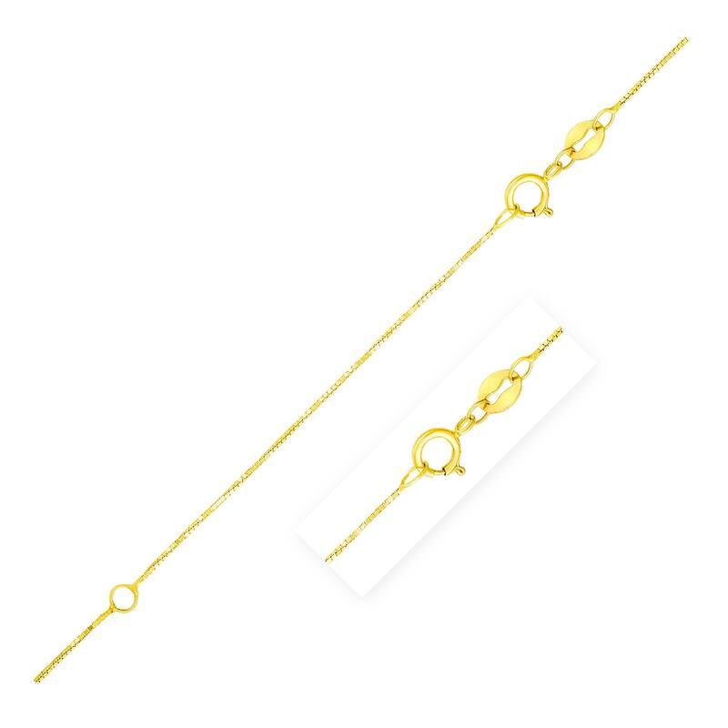 Double Extendable Box Chain Necklace in 14k Yellow Gold (0.6mm) 18" Inches