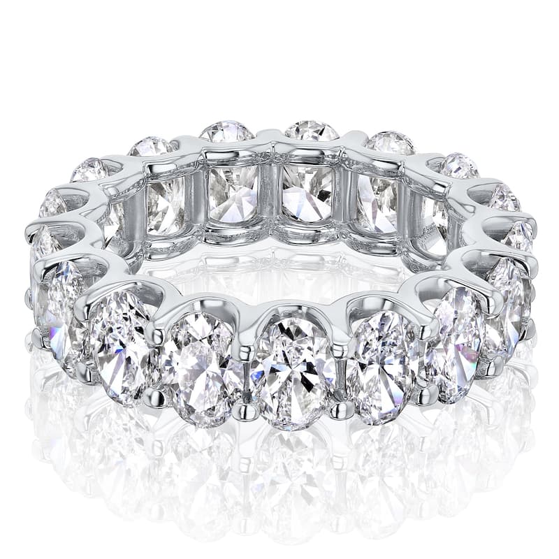 Kobelli Lab Grown Diamond 14k Solid Gold Oval Eternity North-South Ring - White - 7.5