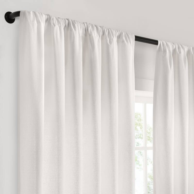 Mercantile Drop Cloth Stripe Light Filtering Ring Top Tab Farmhouse Curtain with Valance