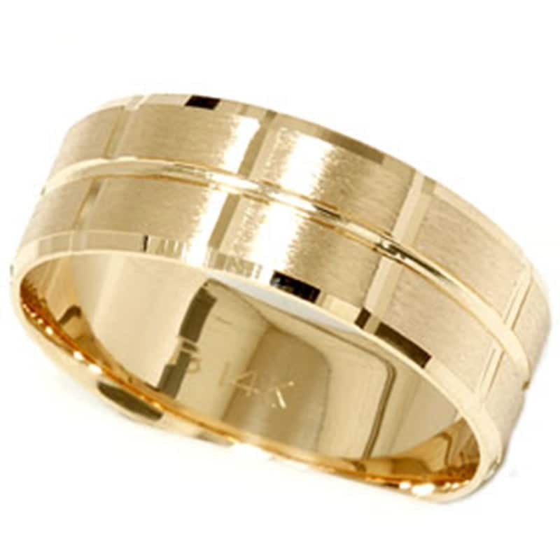 Yellow Gold Mens 8mm Swiss Cut Wedding Ring