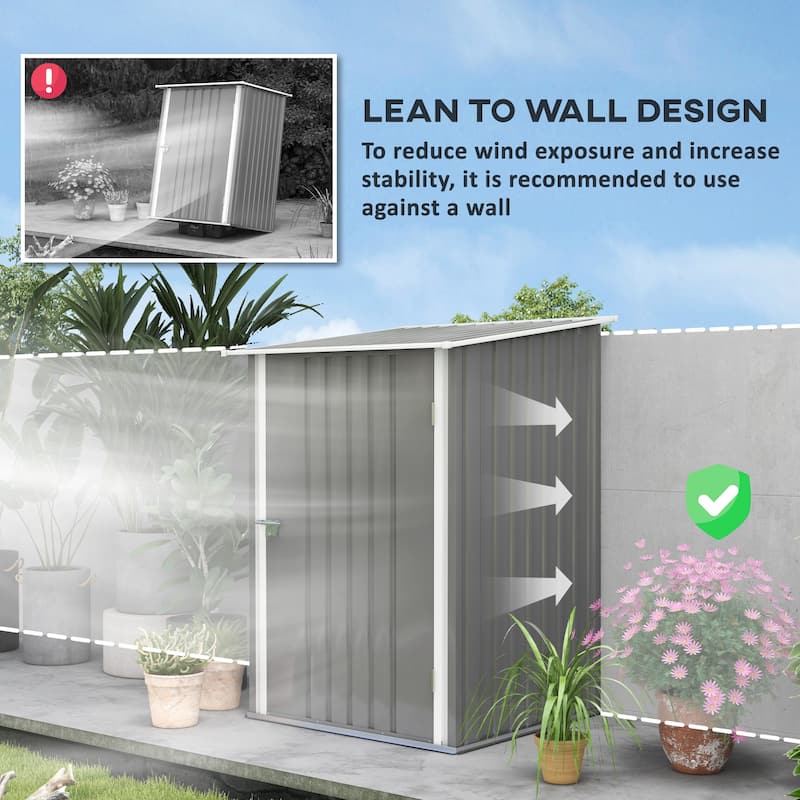 Small Outdoor Garden Storage Shed with Lockable Door and Sloped Roof - 39.25" W x 40.5" D x 57.5"/63" H