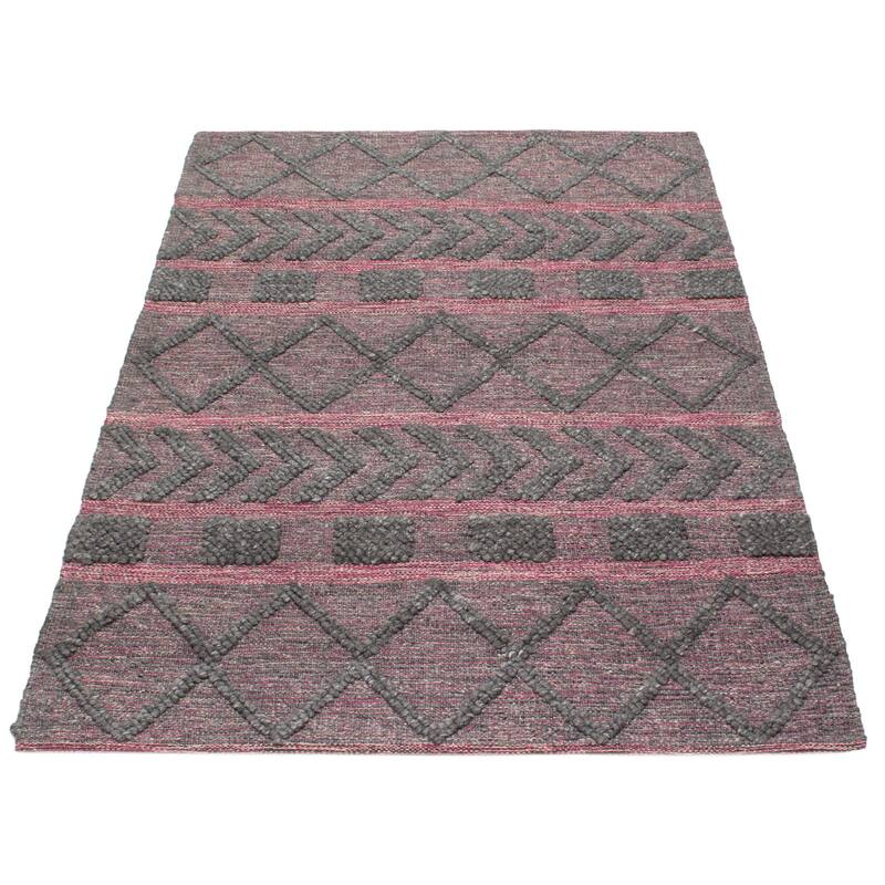 ECARPETGALLERY Braid weave Sienna Grey Wool Rug - 5'1 x 8'0