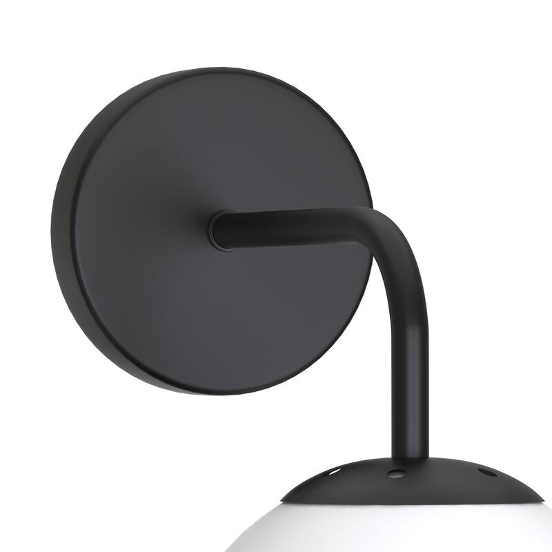 YANSUN 5.91 in. 1-Light Black Globe Iron Vintage Modern Indurarial Wall Sconce with Frosted Glass Shade - 11.02 in.