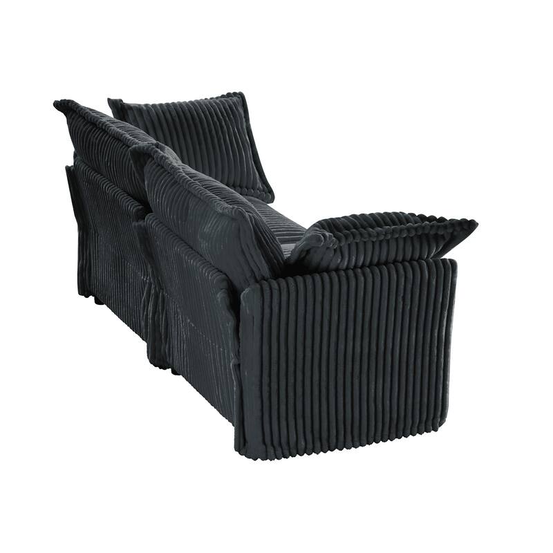 83.4" Corduroy 3-Seater Sofa with Pillows, Living Room or Bedroom