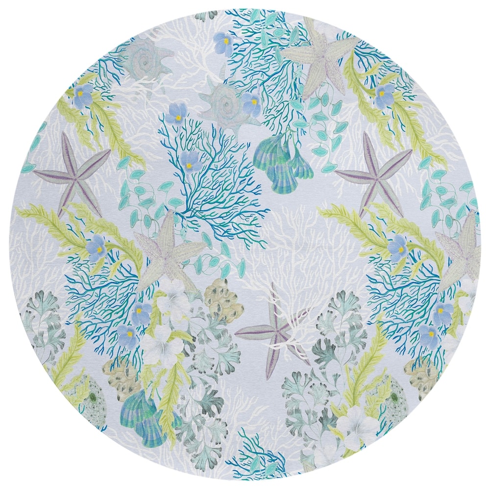 Indoor/ Outdoor Surfside Coral Reef Washable Rug New