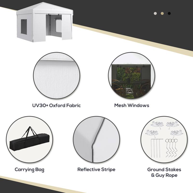 Portable 9.7x9.7ft Pop-Up Canopy with Sidewalls, Mesh Windows, Reflective Strips, and Carry Bag for Outdoor Events