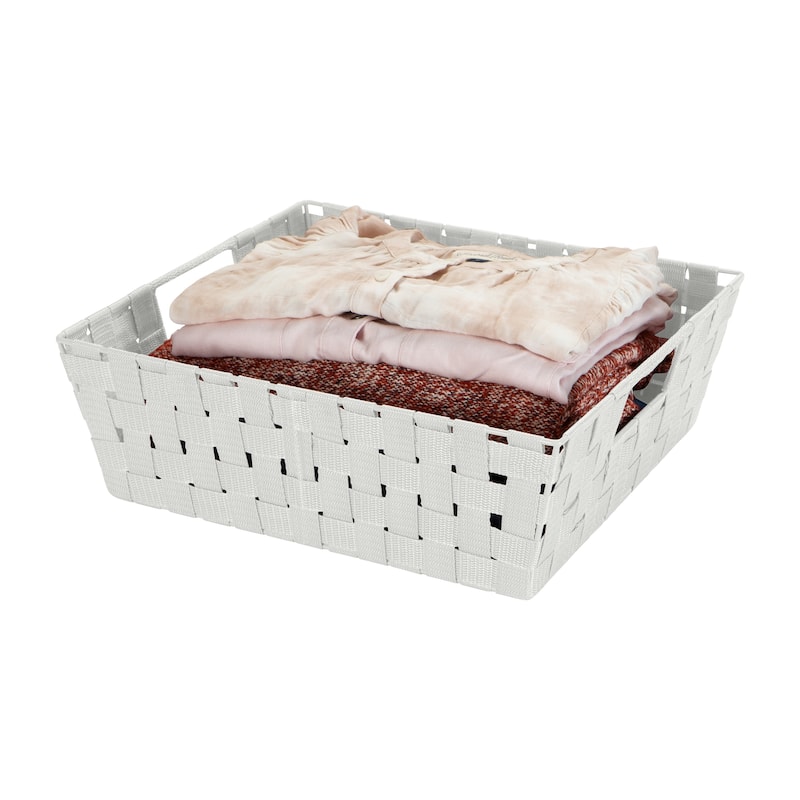 Simplify Large Woven Storage Shelf Bin in Grey - 13"x15"x5"