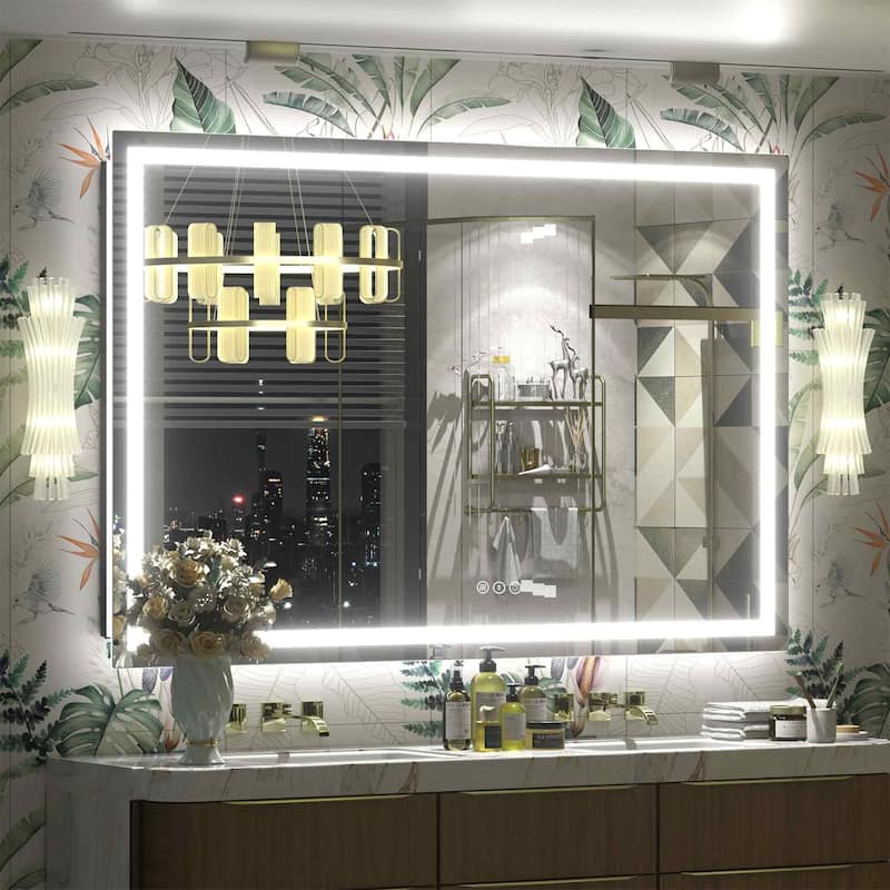 KIOTEE Super Bright Anti-fog LED Bathroom Mirror with Backlit and Front Lighting 3-Year Warranty - 55x36