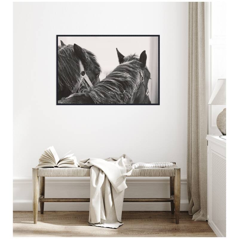 Kate and Laurel Black Horses by Emiko and Mark Franzen F2 Images Framed Canvas Wall Art Print