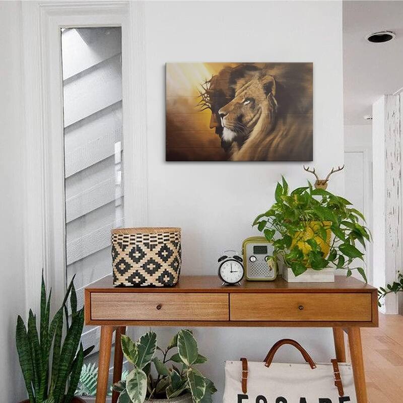 Jesus and Lion Canvas Wall Art Decor Picture