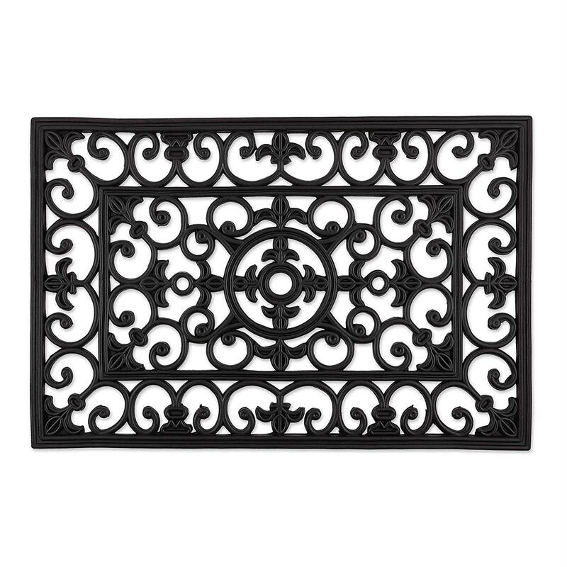 J & M Home Fashions 18" X 30" Natural Rubber Wrought Iron Floor Mat