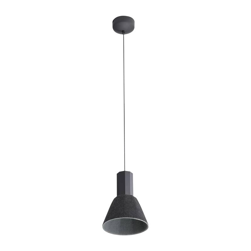 Golden Lighting Faroe 8in Integrated LED Pendant in Flecked Black/Grey Felt - Black