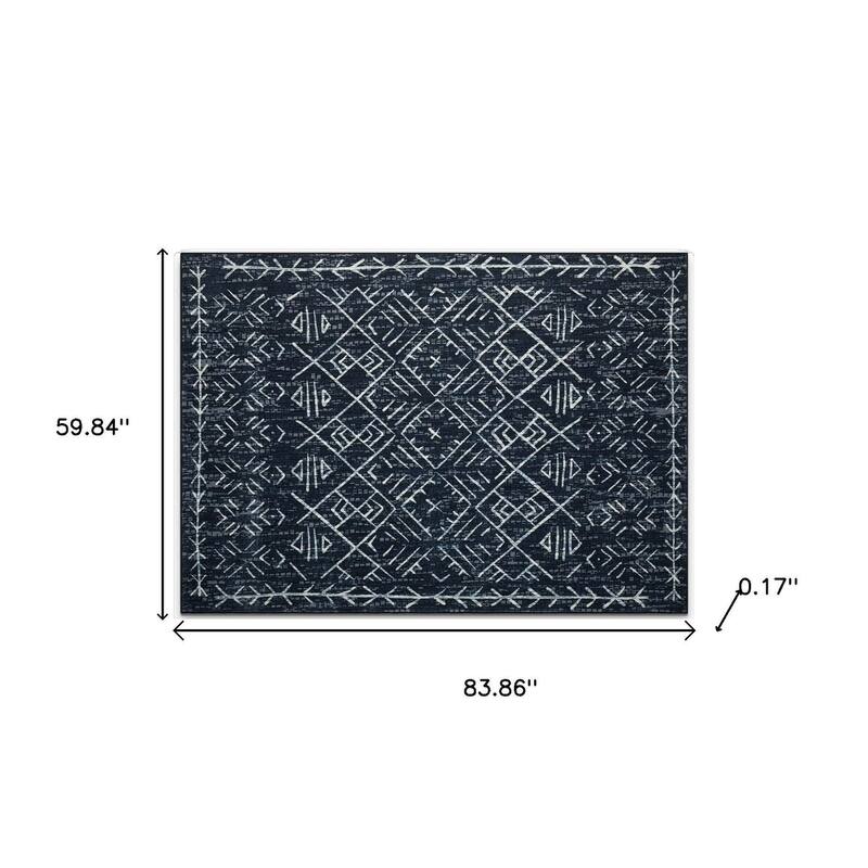HomeRoots Abstract Geometric Casual Rectangle Area Rug - 5' X 7'