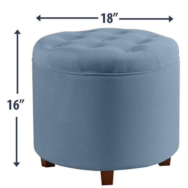 dimension image slide 3 of 4, Donovan Tufted Round Storage Ottoman