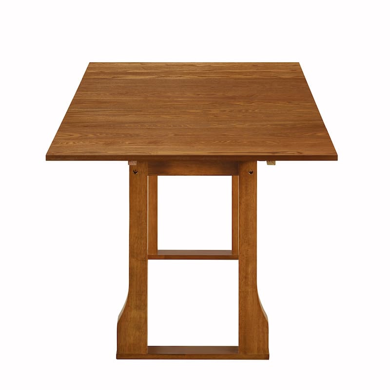 6PCS Rattan Wooden Extendable Dining Table Se
