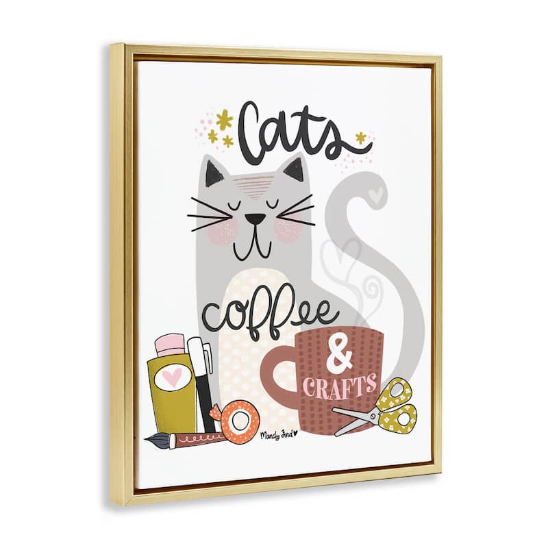 Stupell Cats Coffee & Crafts Framed Floater Canvas Wall Art Design By Mandy Ford Art + Illustration