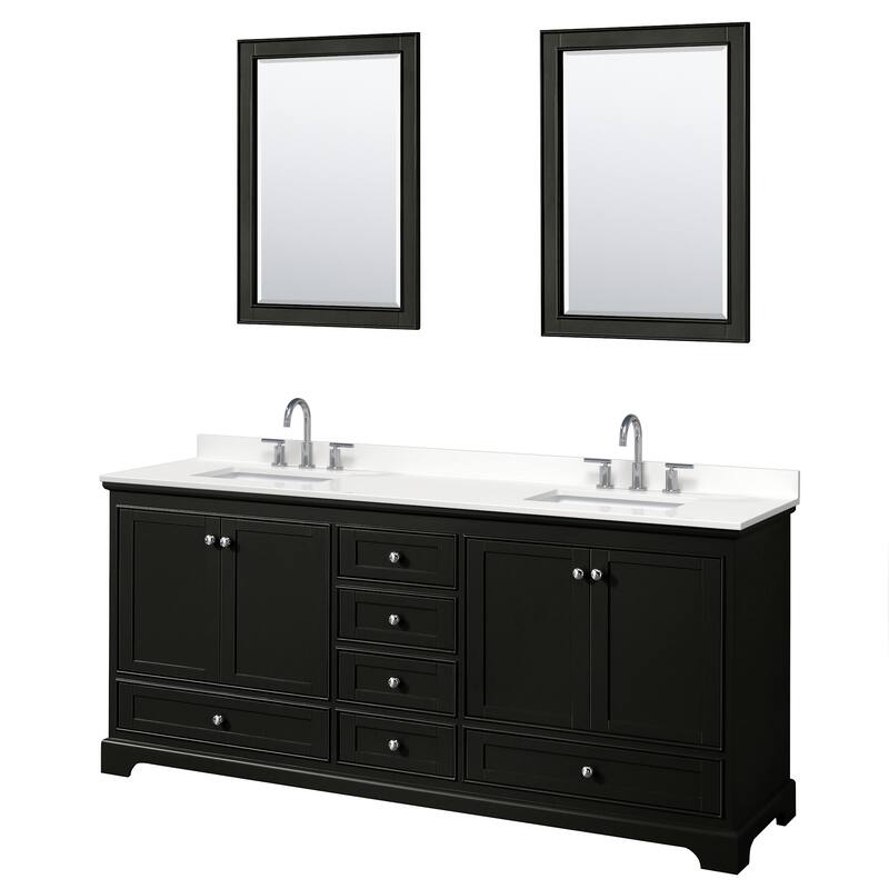 Wyndham Collection WCS202080D-QTZ-US3M24 Deborah 80" Free Standing - Dark Espresso / White Quartz Top / Polished Chrome