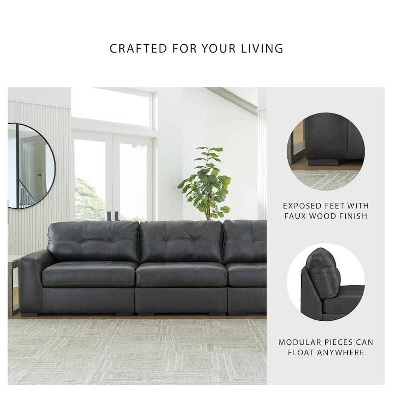 Signature Design by Ashley Brindley Pier Black 3-Piece Sectional Sofa - 136"W x 39"D x 40"H