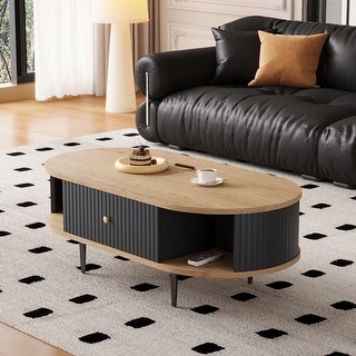 JASIWAY Mid-Century Modern Oval Coffee Table - Bed Bath & Beyond - 41519153