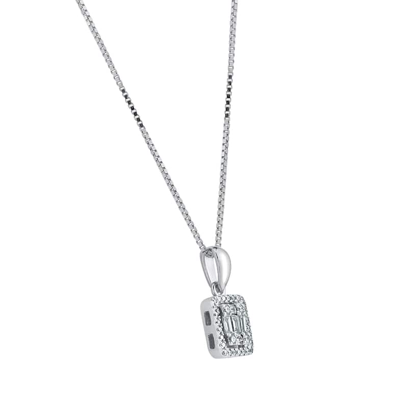 Auriya 1/3cttw Emerald Halo Diamond Necklace 14k Gold (H-I, I1-I2)