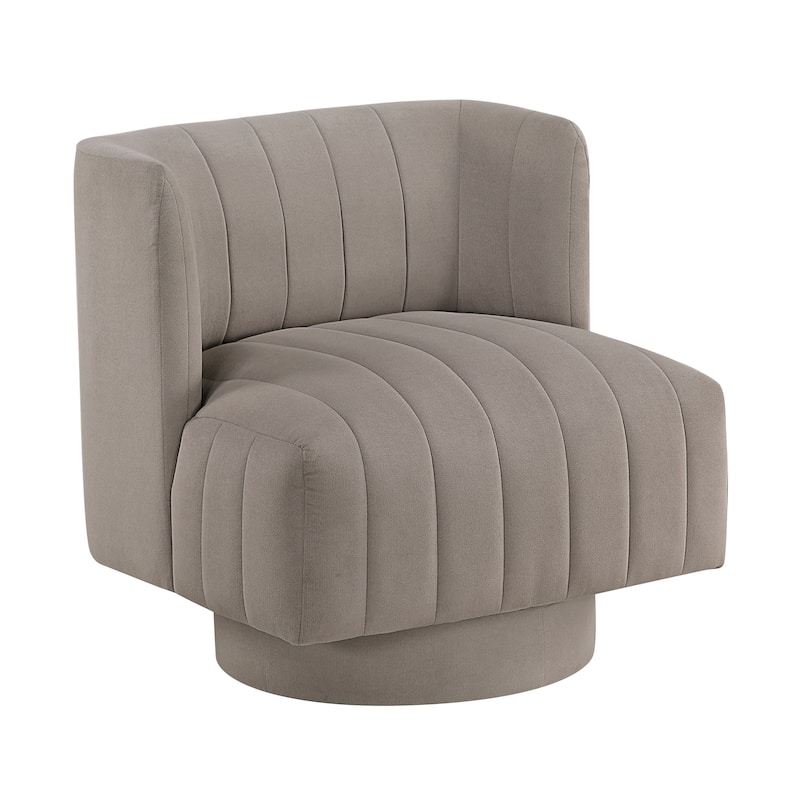 Bay 27.5" Textured Swivel Chair - Channel Tufted Barrel Back - Taupe