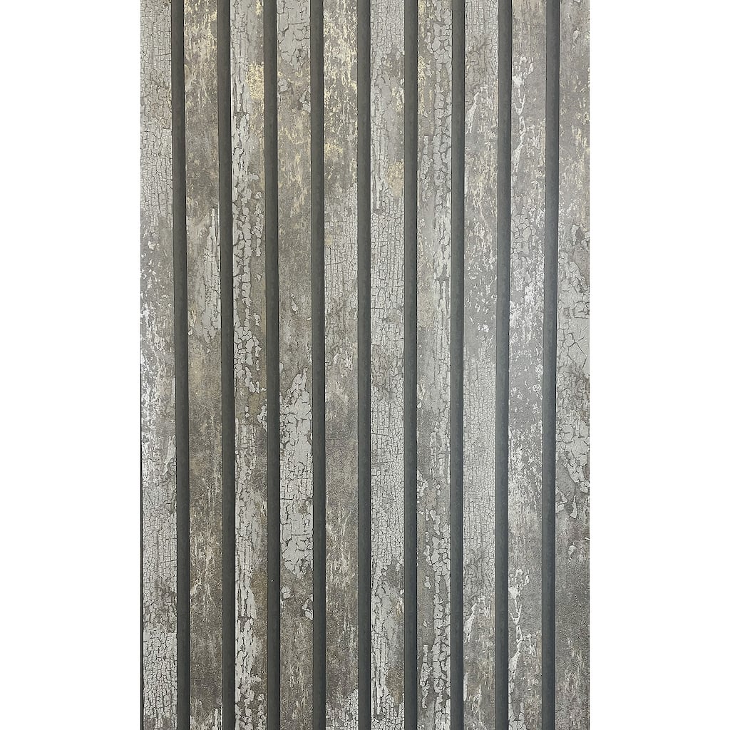 Fine Decor Oxidize Grey Vertical Slats Wallpaper