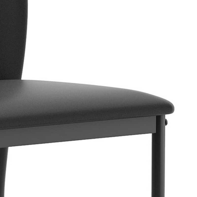 Black/Black Faux Leather Upholstered Metal Frame Dining Chair, Set of 2, Sturdy Dining Chair for Dining Rooms - 15.5