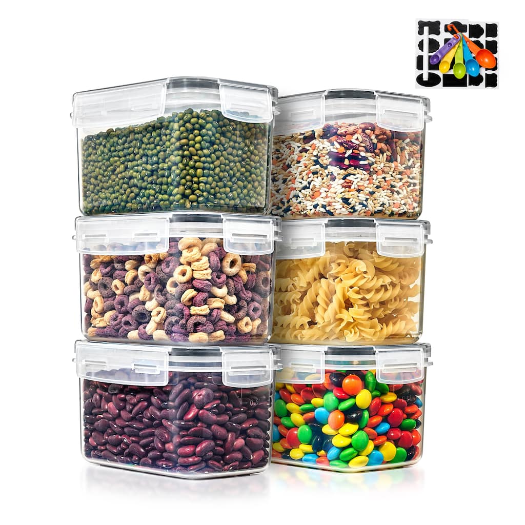Sorbus Airtight Food Storage Containers with Locking Lids, Measuring Spoons & Labels -6 Pack (0.8L/27.05 Oz)